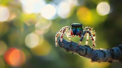 Intricate Patterns and Colors of the Peacock Spider in its Natural Habitat