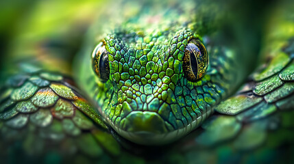 Obraz premium Intricate Beauty of the Emerald Swift: Close-up of a Luminous Lizard in its Natural Habitat