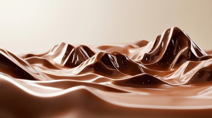 Chocolate mountains landscape, smooth texture, glossy finish, rich brown color