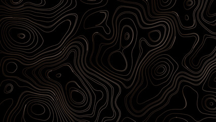 Black and Gold Topography, A Geometric Map Design. Banner with line topography map. Luxury banner with wave pattern.