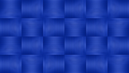 Blue metallic tile line wall decoration square ornament seamless pattern