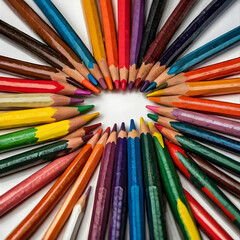 Fototapeta premium A neatly arranged collection of colored pencils