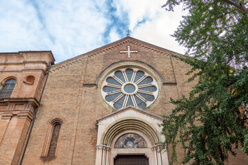 Facade of San Domenico Basilica (Saint Dominic) in Bologna, Italy