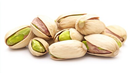 Pistachios isolated on a white background, studio light