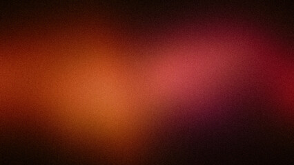 Red orange magenta vibrant color spot on dark grainy gradient background. Abstract dark colors, flow and wave shaped noisy gradient website header, cover banner, poster