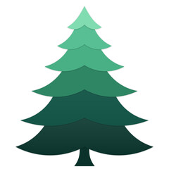 Green Christmas Tree Vector in 2D Flat Style Illustration