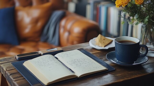 Artistic representation of a digital journal mockup on a tablet, showcasing sleek design and interactive features for modern users.