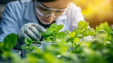 植物を取り扱う研究者