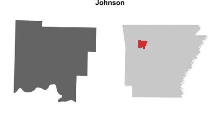Johnson County (Arkansas) blank outline map set