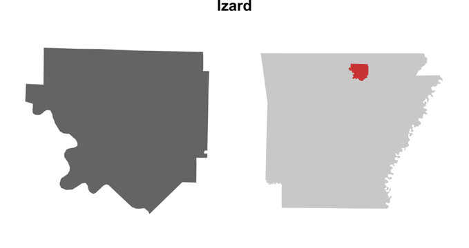 Izard County (Arkansas) blank outline map set