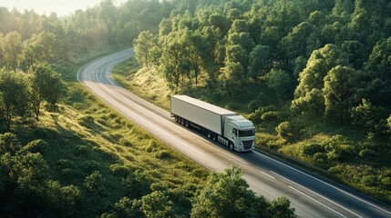 A lorry transporting food and essential goods across a rural highway. 