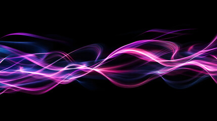 Fototapeta premium Abstract digital wave of neon lights flowing across a dark background, creating a vibrant and dynamic visual effect