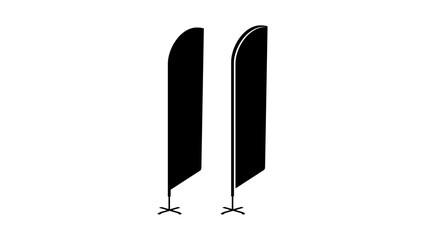 beach flag, Black Isolated Silhouette