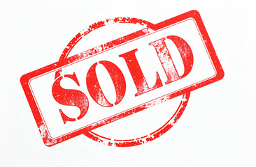 sold red stamp white background