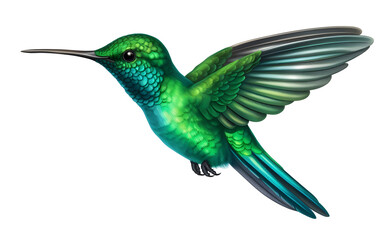 Obraz premium A bird is flying on a white background, showing colorful feathers and delicate wings.