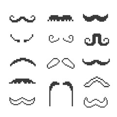Obraz premium black hairy moustache pixel art