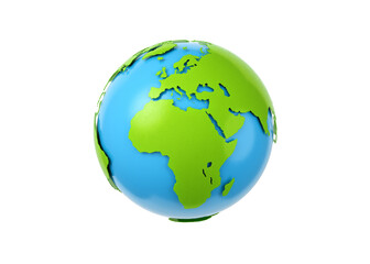 Cartoon planet Earth  icon on white background. Earth day or environment conservation concept. Save green planet concept . 3d illustration