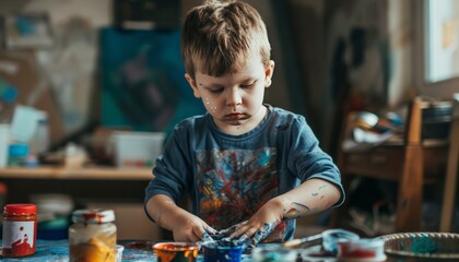 Creative Kid: A Little Boy's Shirt Painting Adventure