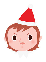 Christmas emoji - pouting elf girl.