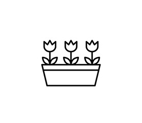 プランターに植えられた花のイラスト　ベクター
