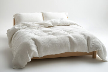 White linen duvet bed furniture cushion