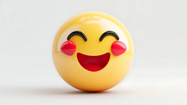 3D face with red cheeks emojii