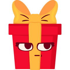 Christmas Gift Box Indifferent Face Cartoon
