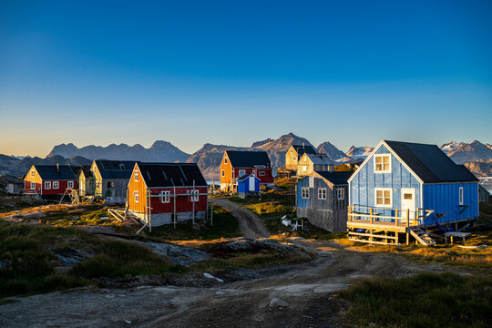 Colourful houses, Kulusuk, Greenland, Denmark, Polar Regions