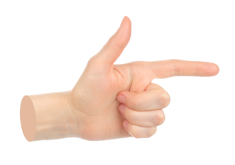 Hand shows virtual touching, isolated on transparent background. Contemporary art