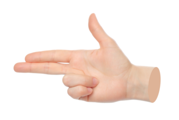 Hand shows gesture isolated on transparent background. Contemporary art