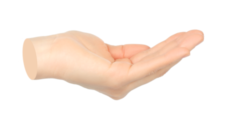 Hand shows virtual holding something isolated on transparent background. Contemporary art