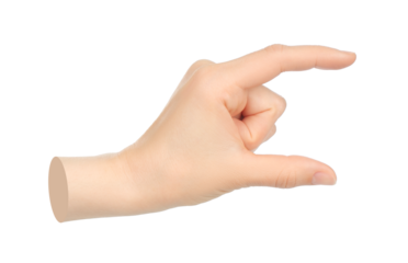 Hand shows virtual holding something isolated on transparent background. Contemporary art