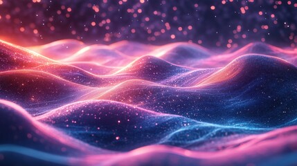 Fototapeta premium Dreamlike realm with colorful stars and gentle cosmic waves.