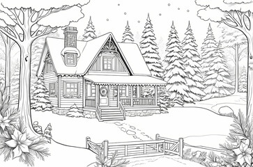 Obraz premium Winter Christmas Coloring Page