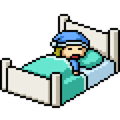 Fototapeta premium pixel art of sleep in bed comfy