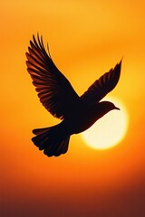 Fototapeta premium Bird Flying at Sunset
