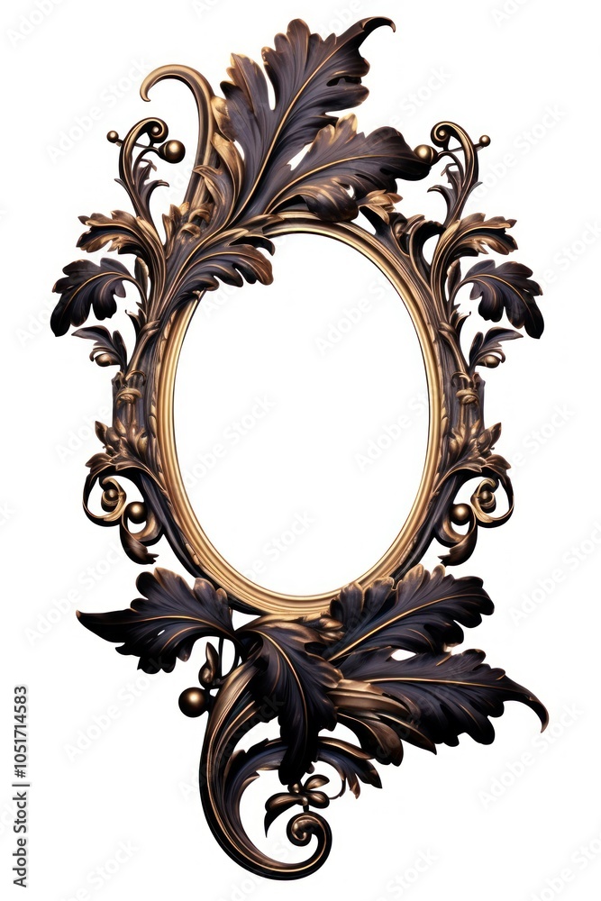 Sticker Baroque Leaf ornate mirror white background.