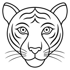 Create a Minimalist Tiger Face with Bold Lines and Expressive Stripes