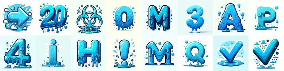 Blue color Lettering Typeface. AI generated illustration