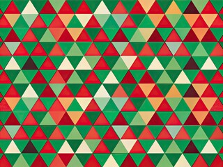 Seamless Triangle Pattern for Christmas: Abstract Red and Green Geometric Textures for Festive Wrapping Paper and Holiday Prints