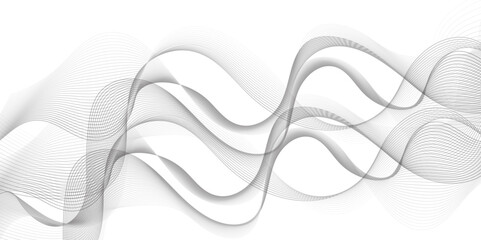 Abstract wave blend lines on transparent background. Design for banner, wallpaper, background and many more. Undulate Grey Wave Swirl, frequency sound wave, twisted curve lines with blend effect.	
