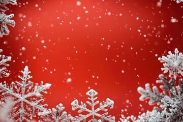 Subtle snowflake frame snowflakes background red.