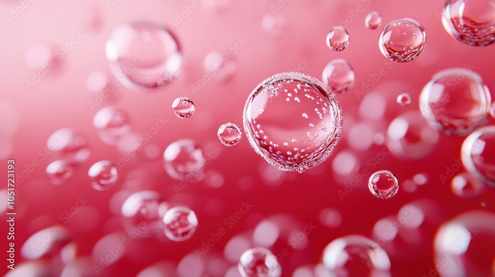 Poster Bubbles rising in a red background a stunning display of effervescence and color