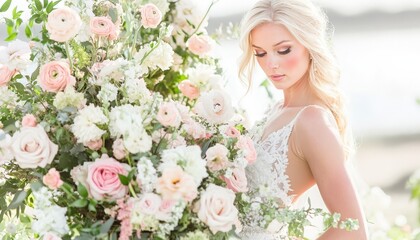 Naklejka premium Bridal Portrait with Flowers.