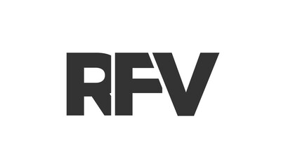 RFV logo design template with strong and modern bold text. Initial based vector logotype featuring simple and minimal typography. Trendy company identity.