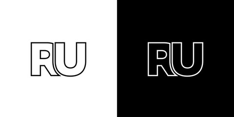 Letter R and U, RU logo design template. Minimal monogram initial based logotype.