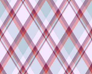 Argyle pattern of geometric rhombus. Harlequin check wallpaper design. Classic diamond shaped textile material for web background, print fabric clothing, sweater, wrapping paper, gift card, invitation