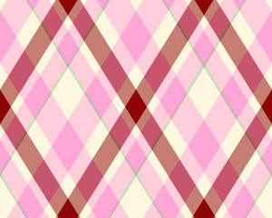 Argyle pattern of geometric rhombus. Harlequin check wallpaper design. Classic diamond shaped textile material for web background, print fabric clothing, sweater, wrapping paper, gift card, invitation