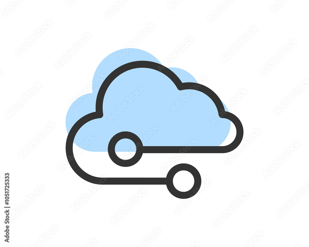 Poster cloud storage and data transfer vector icon. computing service and network related line icons. datab