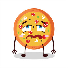 cute bored expression of pizza character